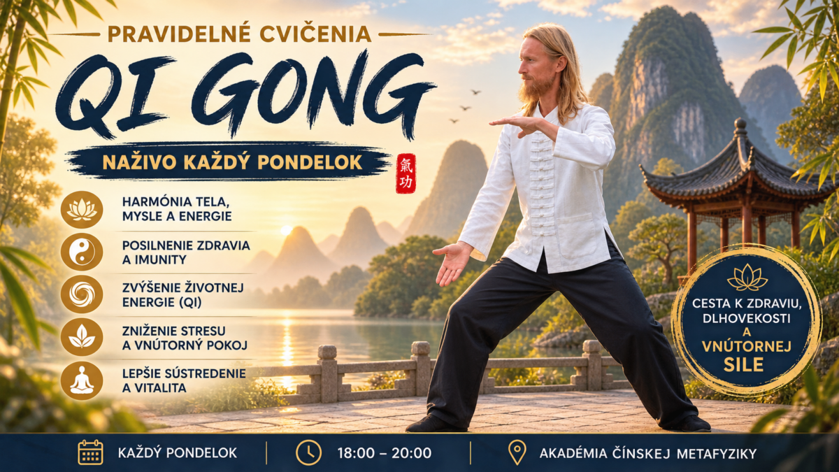 Pravidelné Qi Gong cvičenia naživo v Nitre – pondelkové cvičenie pre harmóniu tela, mysle, energiu a vnútorný pokoj.